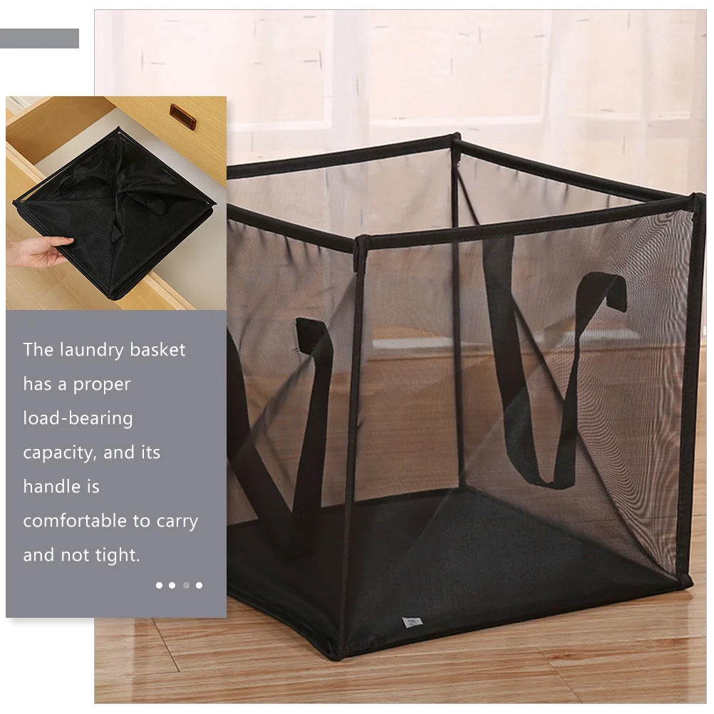 Portable Foldable Mesh Laundry Hamper with Easy-Grab Handles