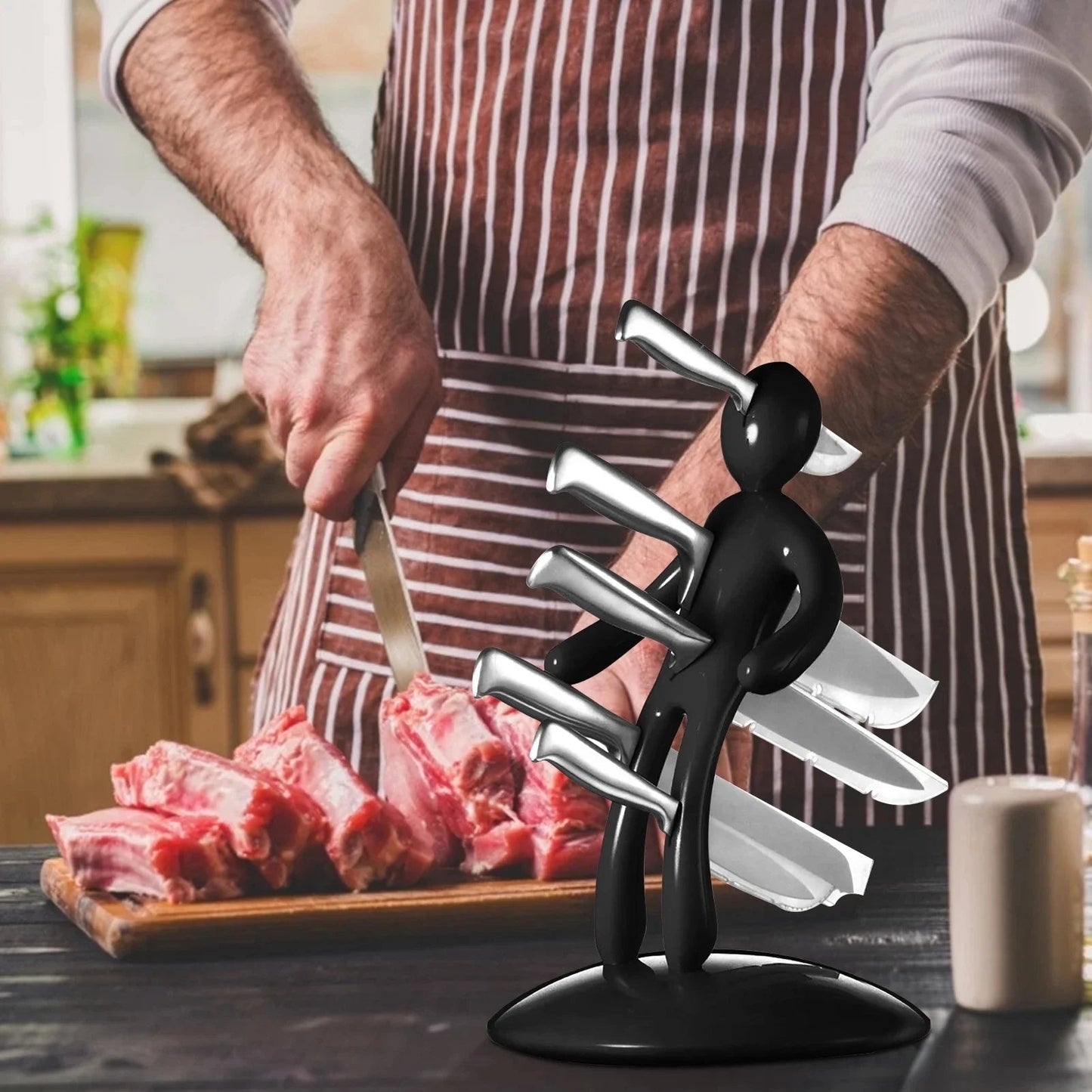 Creative Humanoid Kitchen Knife Holder Set - Unique, Fun Knife Rack for a Modern Kitchen