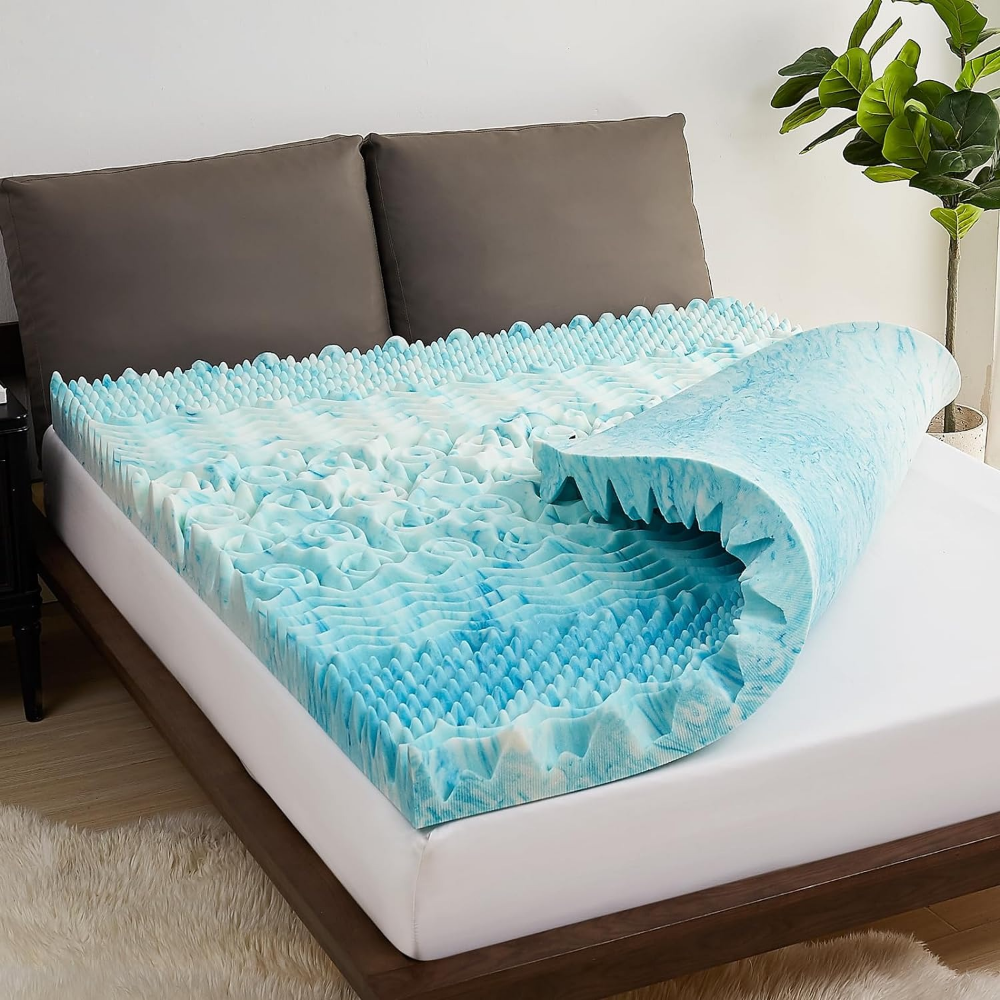 Luxurious Cooling Egg-Crate Foam Mattress Topper for All-Night Comfort
