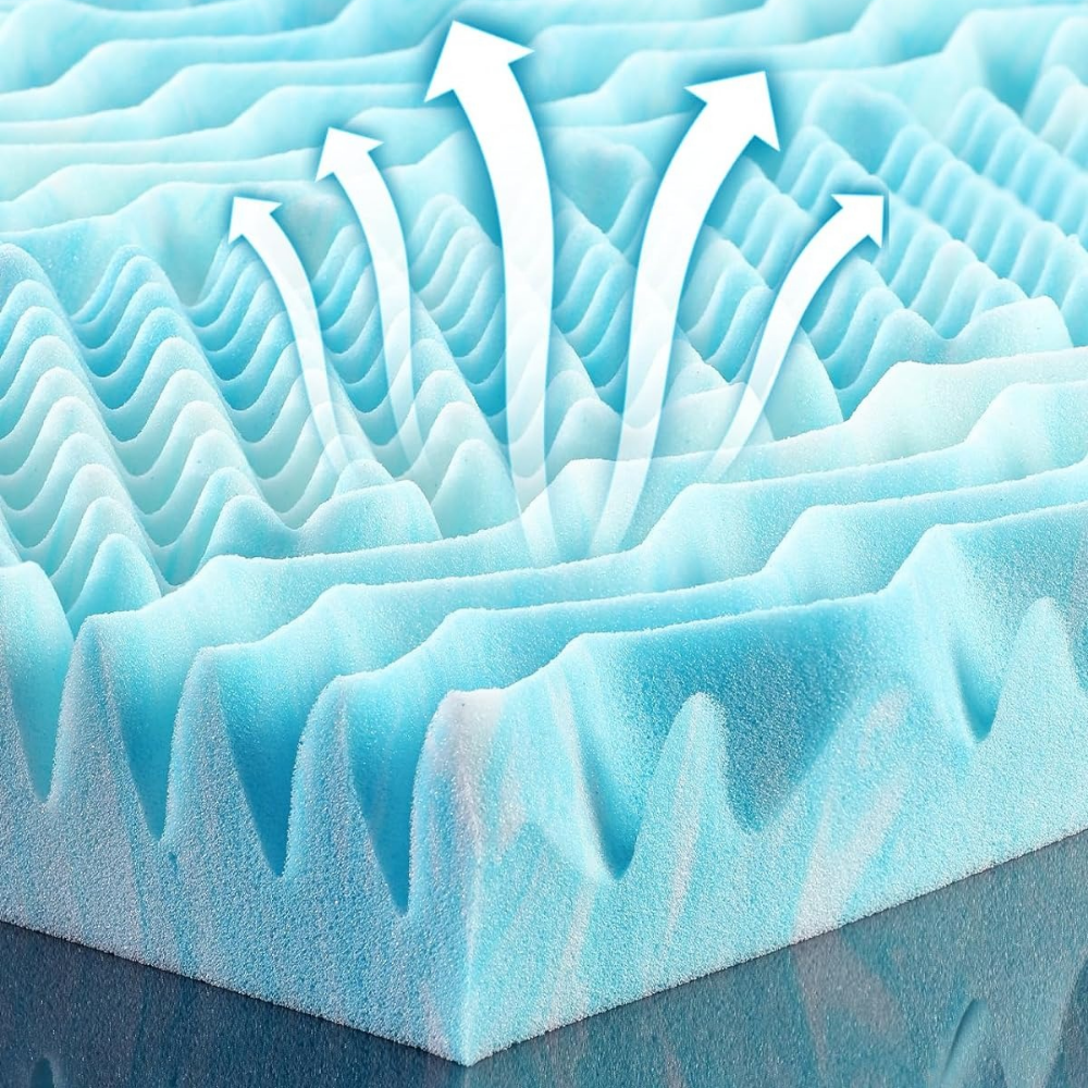 Luxurious Cooling Egg-Crate Foam Mattress Topper for All-Night Comfort