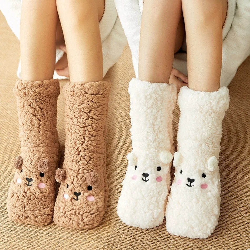 Cozy Kawaii Bear Fleece-Lined Warm Socks