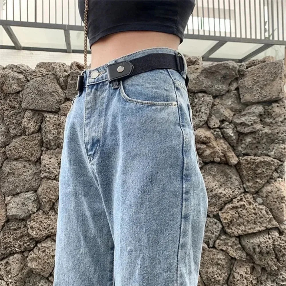 Sleek Adjustable Elastic No-Buckle Belt — Invisible, Seamless Fit