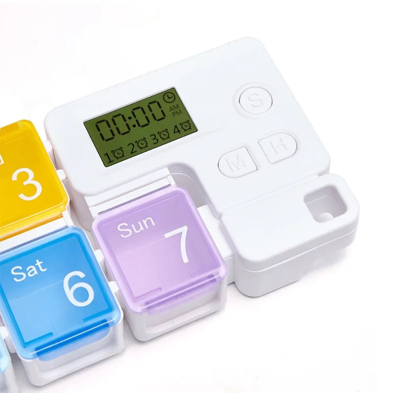 Smart Electronic Weekly Pill Organizer with Alarms and Reminders