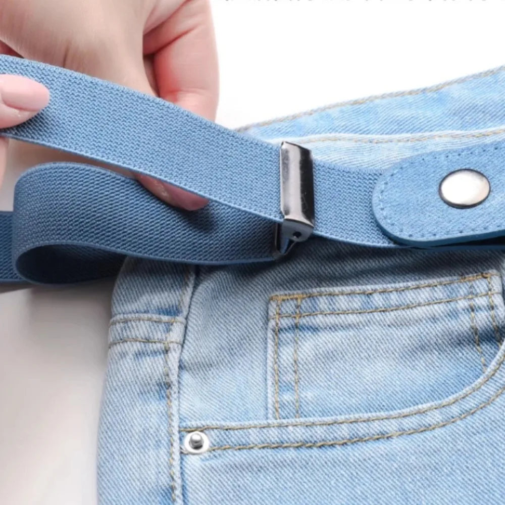 Sleek Adjustable Elastic No-Buckle Belt — Invisible, Seamless Fit