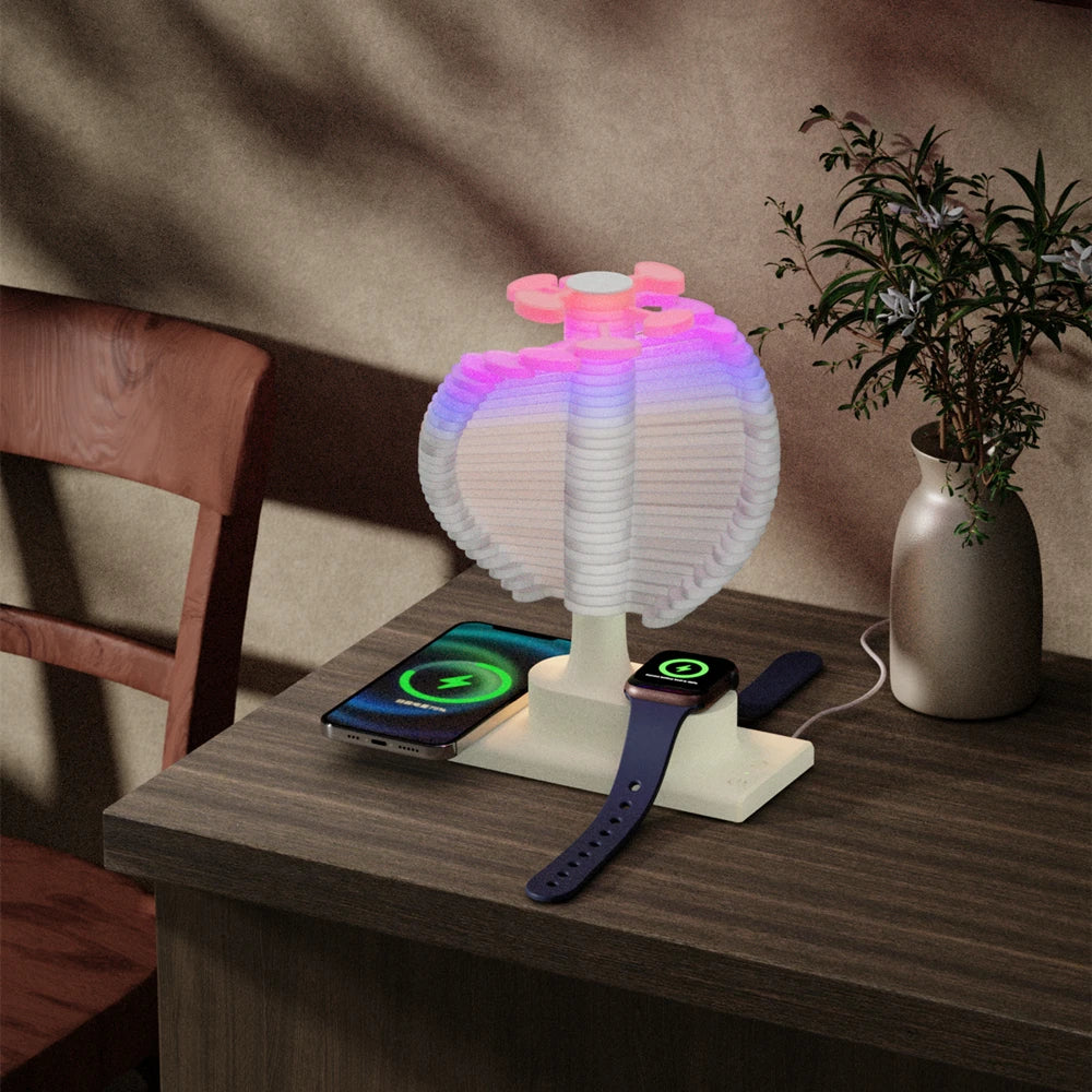 Spiral Tree Table Lamp Featuring a Built-In Wireless Charger