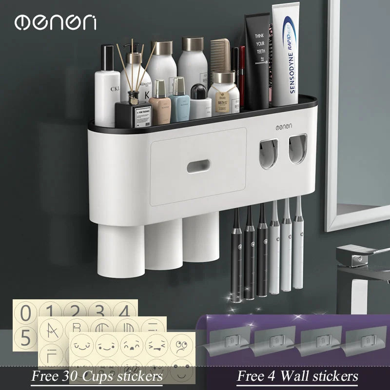 Furllo Magnetic Toothbrush Holder & Auto Toothpaste Dispenser — Wall Mount