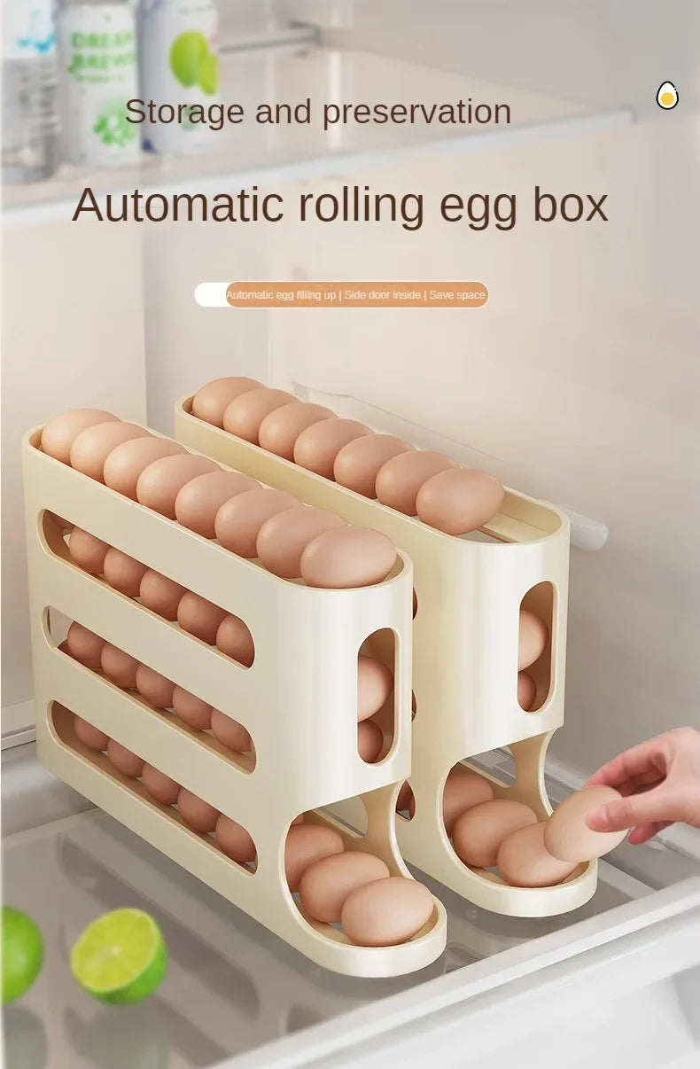 FURLLO 2-4-layer Slide Egg Storage Box Ladder Style Egg Box Storage Refrigerator Side Door Large Capacity Automatic Egg Rolling Machine