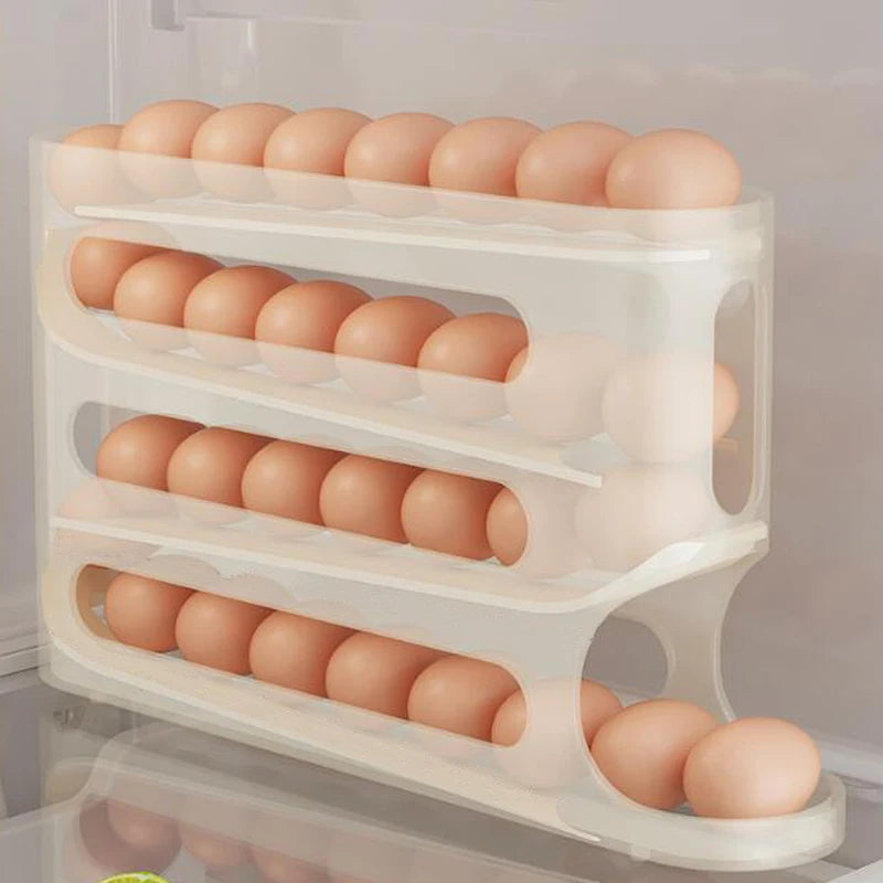 FURLLO 2-4-layer Slide Egg Storage Box Ladder Style Egg Box Storage Refrigerator Side Door Large Capacity Automatic Egg Rolling Machine