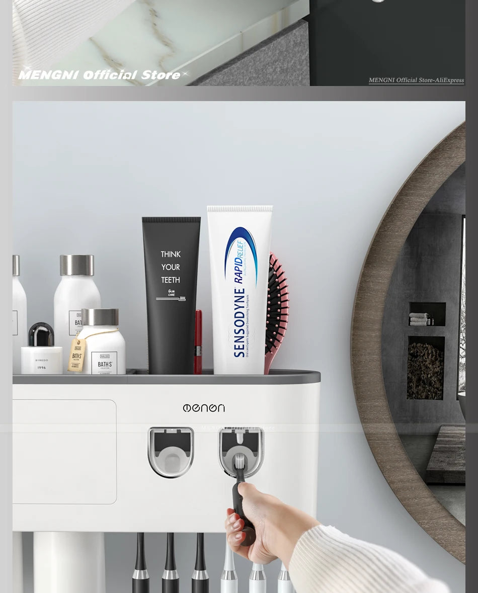Furllo Magnetic Toothbrush Holder & Auto Toothpaste Dispenser — Wall Mount