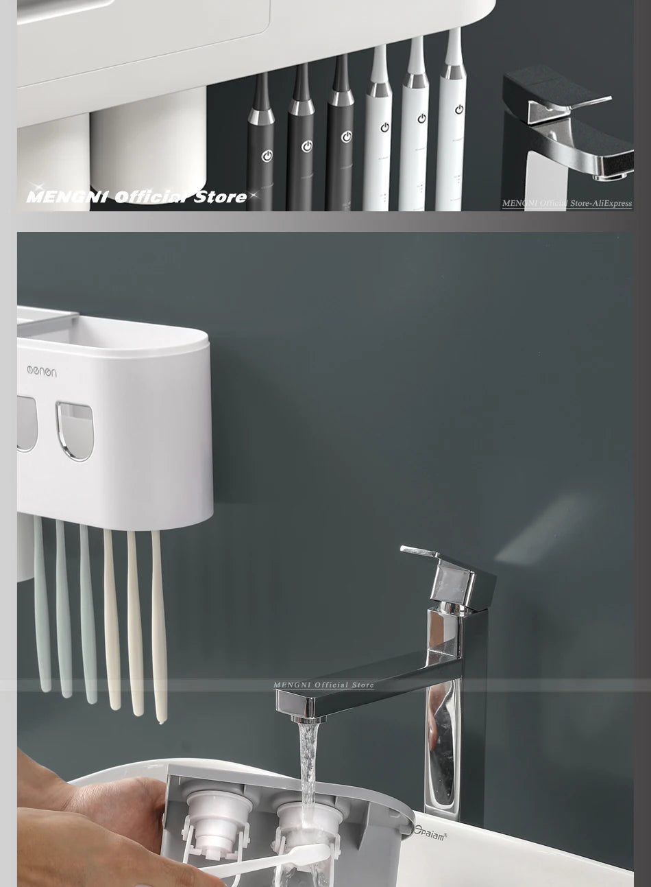 Furllo Magnetic Toothbrush Holder & Auto Toothpaste Dispenser — Wall Mount