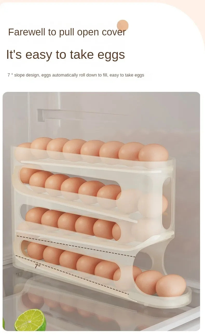 FURLLO 2-4-layer Slide Egg Storage Box Ladder Style Egg Box Storage Refrigerator Side Door Large Capacity Automatic Egg Rolling Machine
