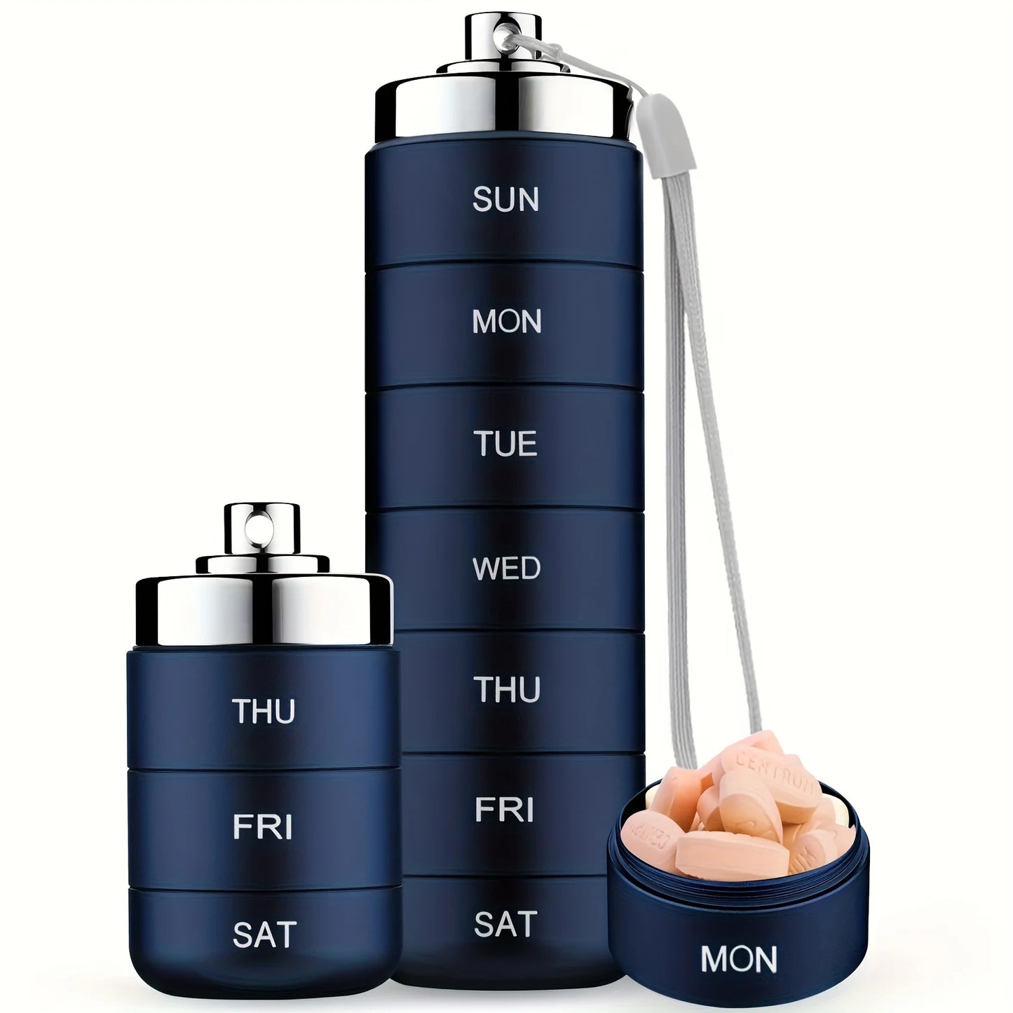 Furllo Weekly Pill Organizer-Waterproof Aluminum 7-Day Pill Case