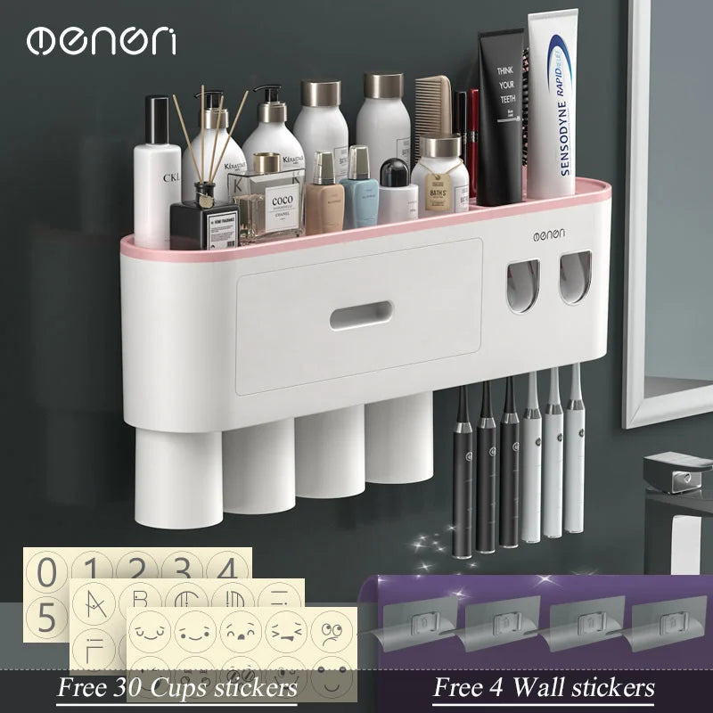 Furllo Magnetic Toothbrush Holder & Auto Toothpaste Dispenser — Wall Mount