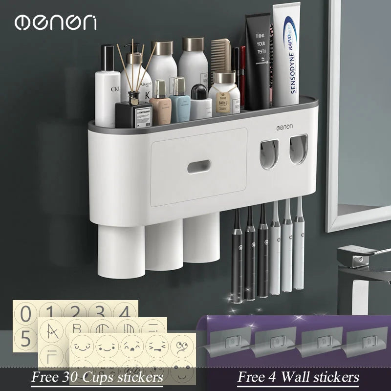 Furllo Magnetic Toothbrush Holder & Auto Toothpaste Dispenser — Wall Mount