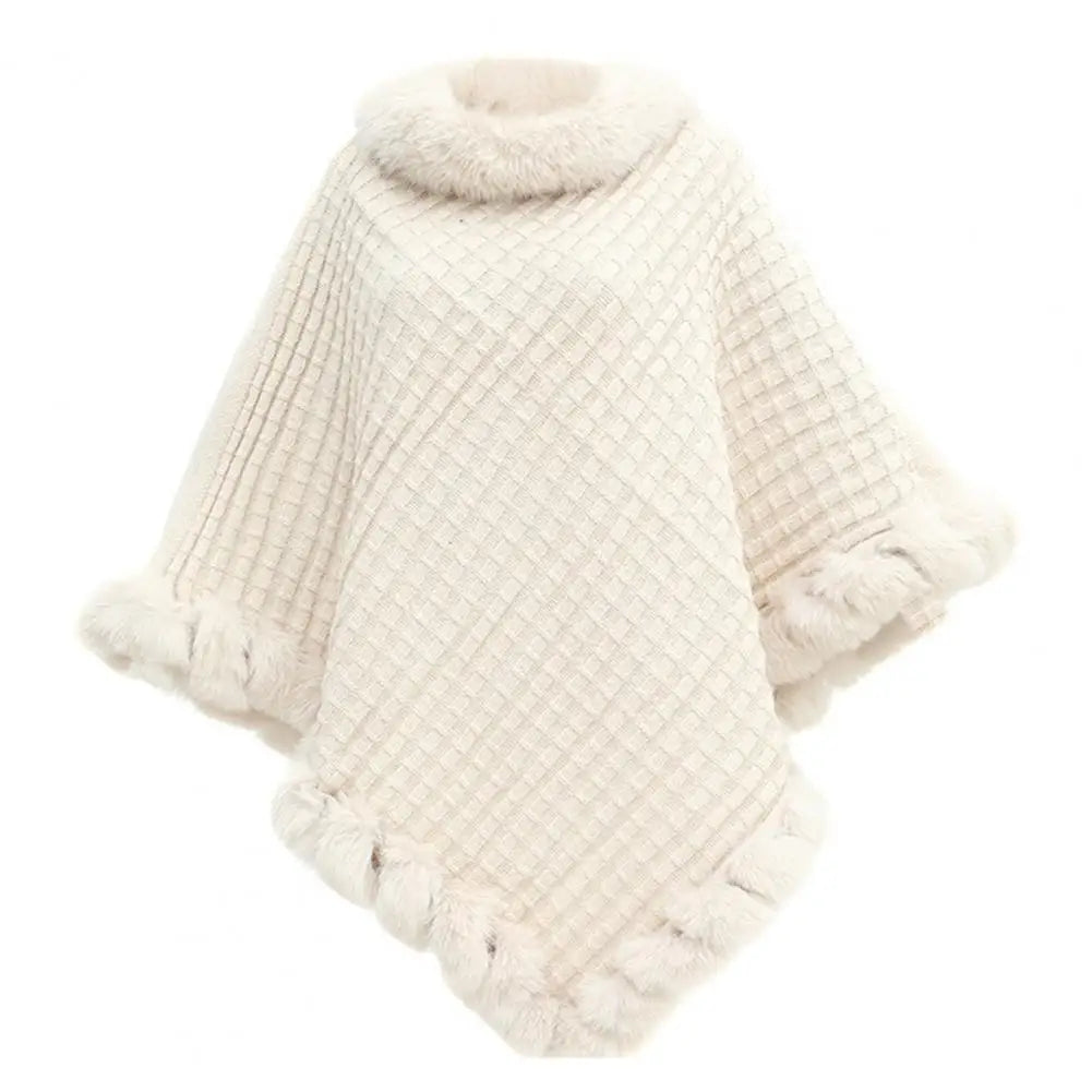 Elegant Faux Fur Shawl Cloak for Women