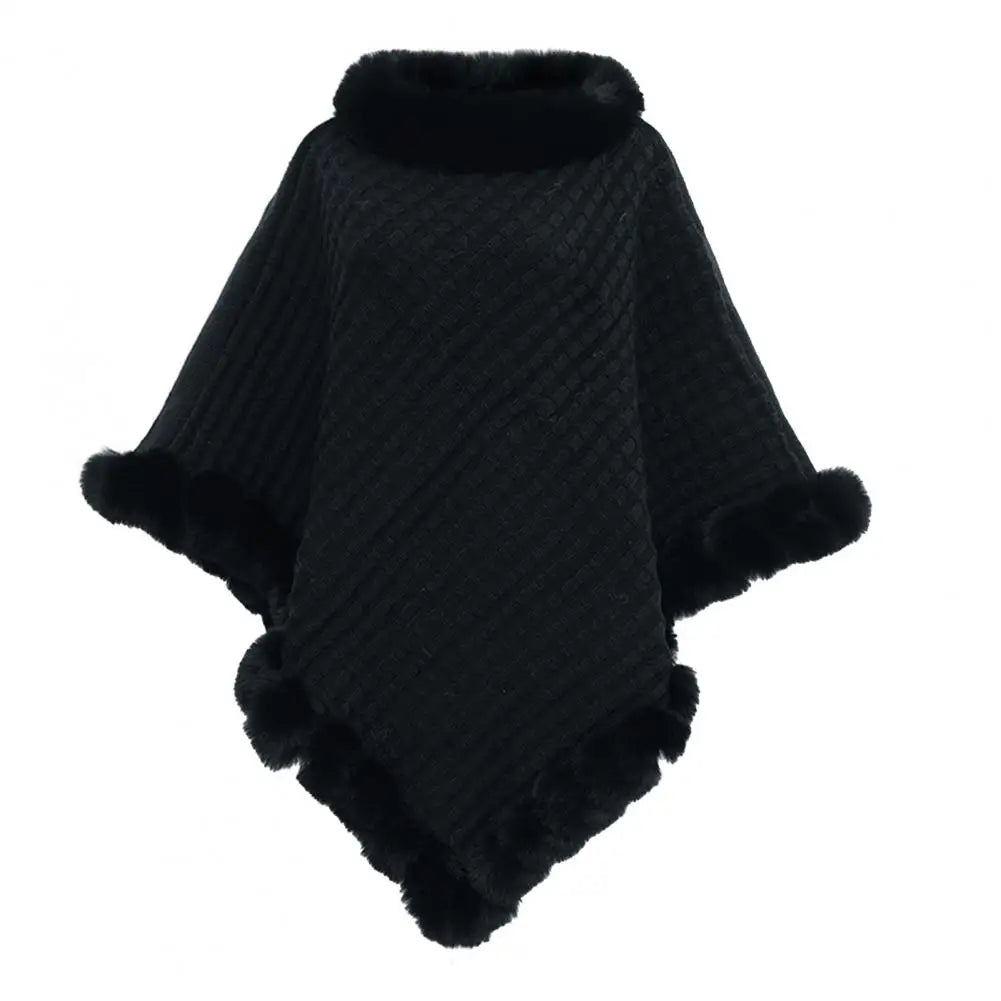 Elegant Faux Fur Shawl Cloak for Women