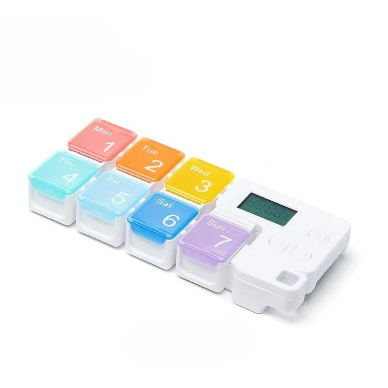 Smart Electronic Weekly Pill Organizer with Alarms and Reminders