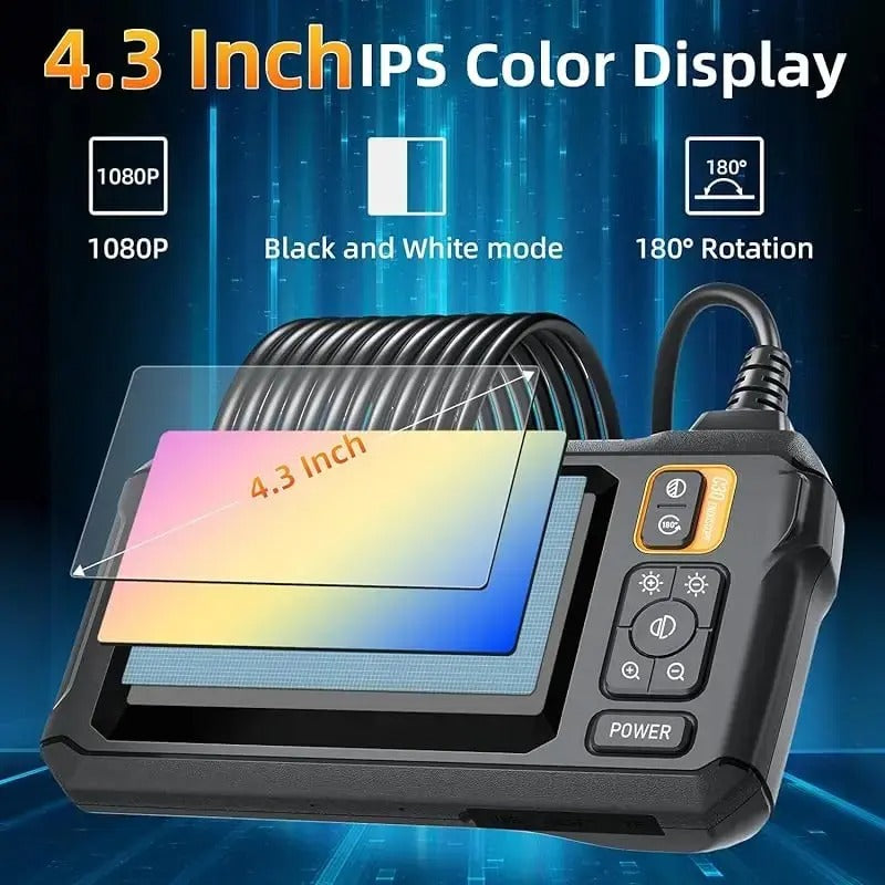 Industrial Endoscope Inspection Camera β 1080p Hd With 4.3-Inch Display Adjustable Lens