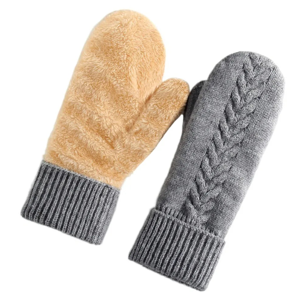 Double-Layer Fleece-Lined Winter Mittens for Maximum Warmth