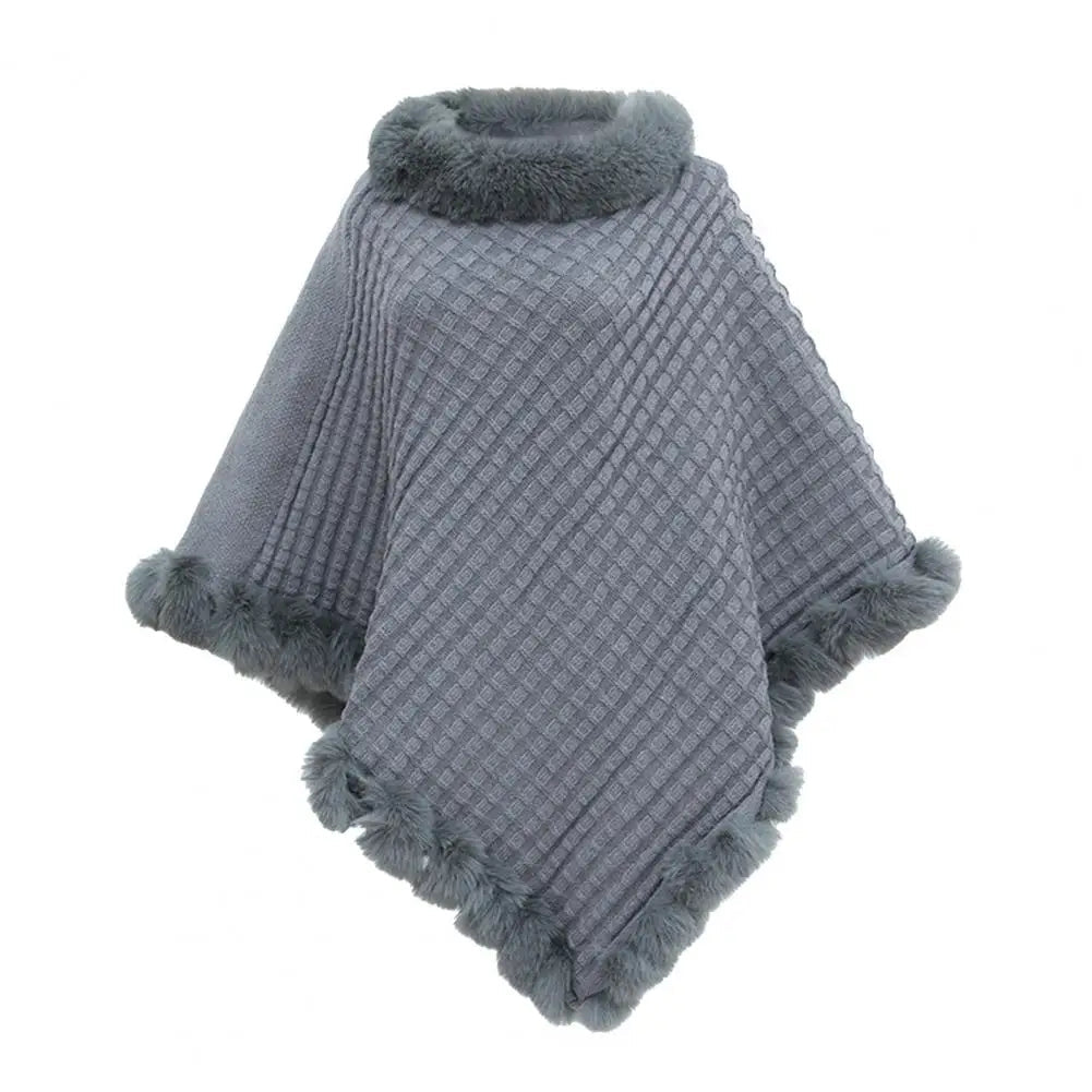 Elegant Faux Fur Shawl Cloak for Women