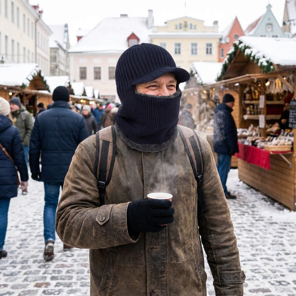 Knit beanie balaclava with visor lifestyle