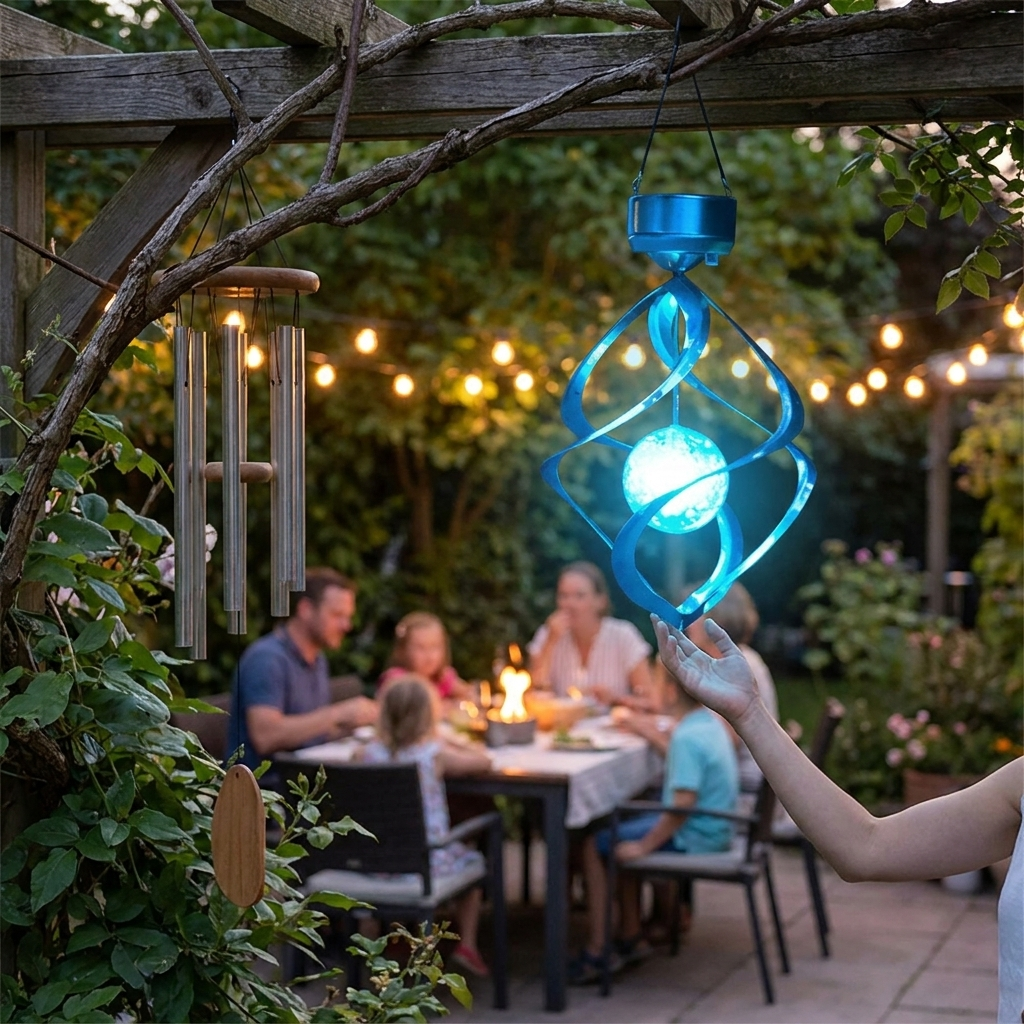 Solar Wind Chime Spinner LED Lamp lifestyle