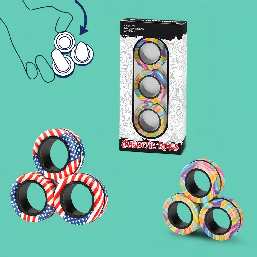 Magnetic Fidget Ring Spinner Set for Stress Relief and Focus