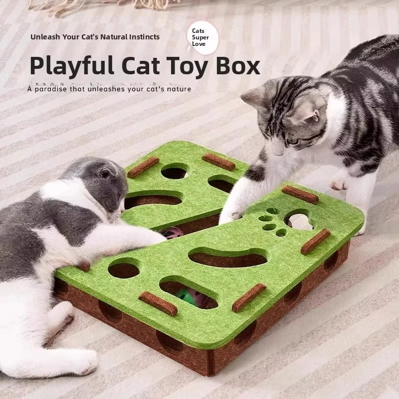 Cozy Felt Interactive Cat Puzzle Box — Engaging Toy for Curious Cats
