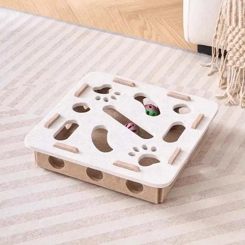 Cozy Felt Interactive Cat Puzzle Box — Engaging Toy for Curious Cats