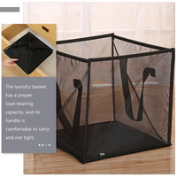 Portable Foldable Mesh Laundry Hamper with Easy-Grab Handles