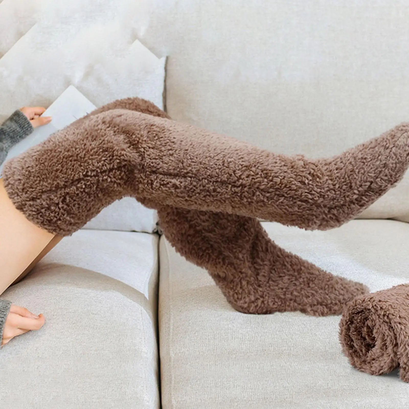 Plush Fuzzy Thigh-High Socks - Ultra-Warm and Cozy