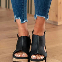 Women's Leather Platform Wedge Orthopedic Sandals
