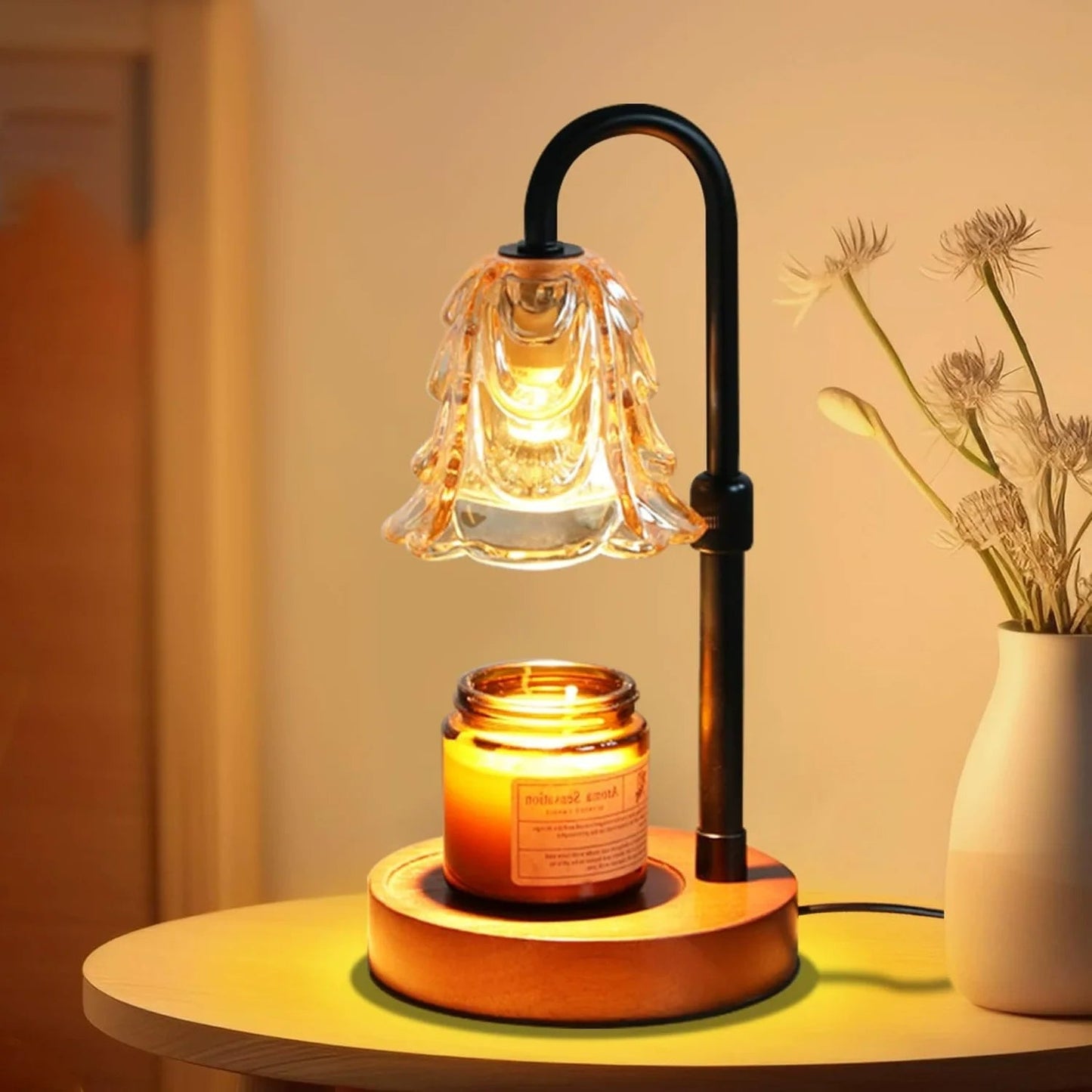 Elegant Floral Dimmable Candle Warmer Lamp