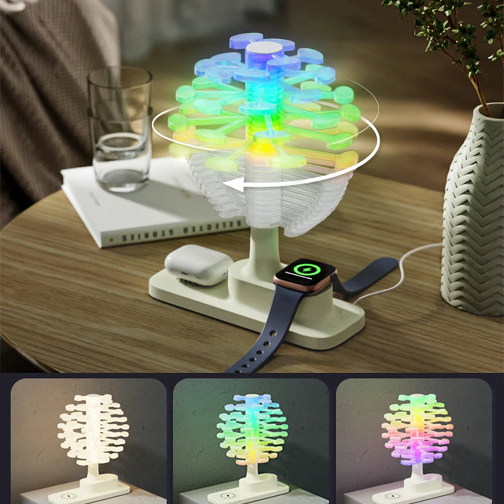 Spiral Tree Table Lamp Featuring a Built-In Wireless Charger
