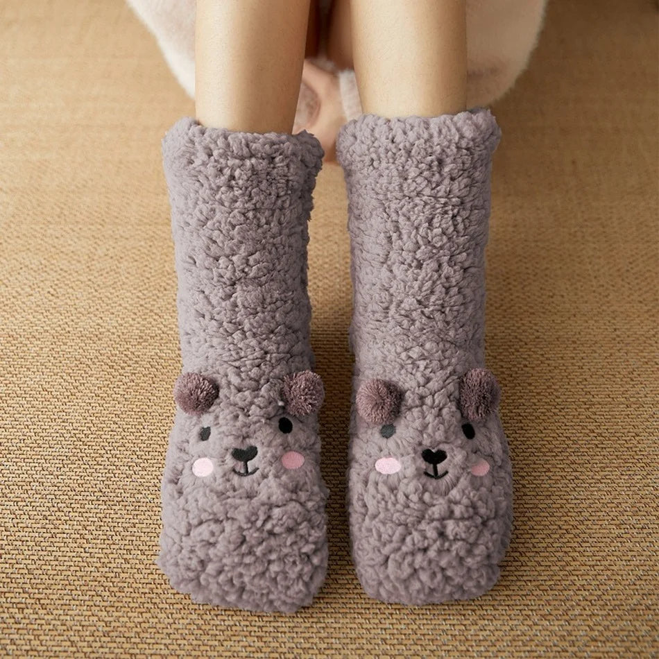 Cozy Kawaii Bear Fleece-Lined Warm Socks