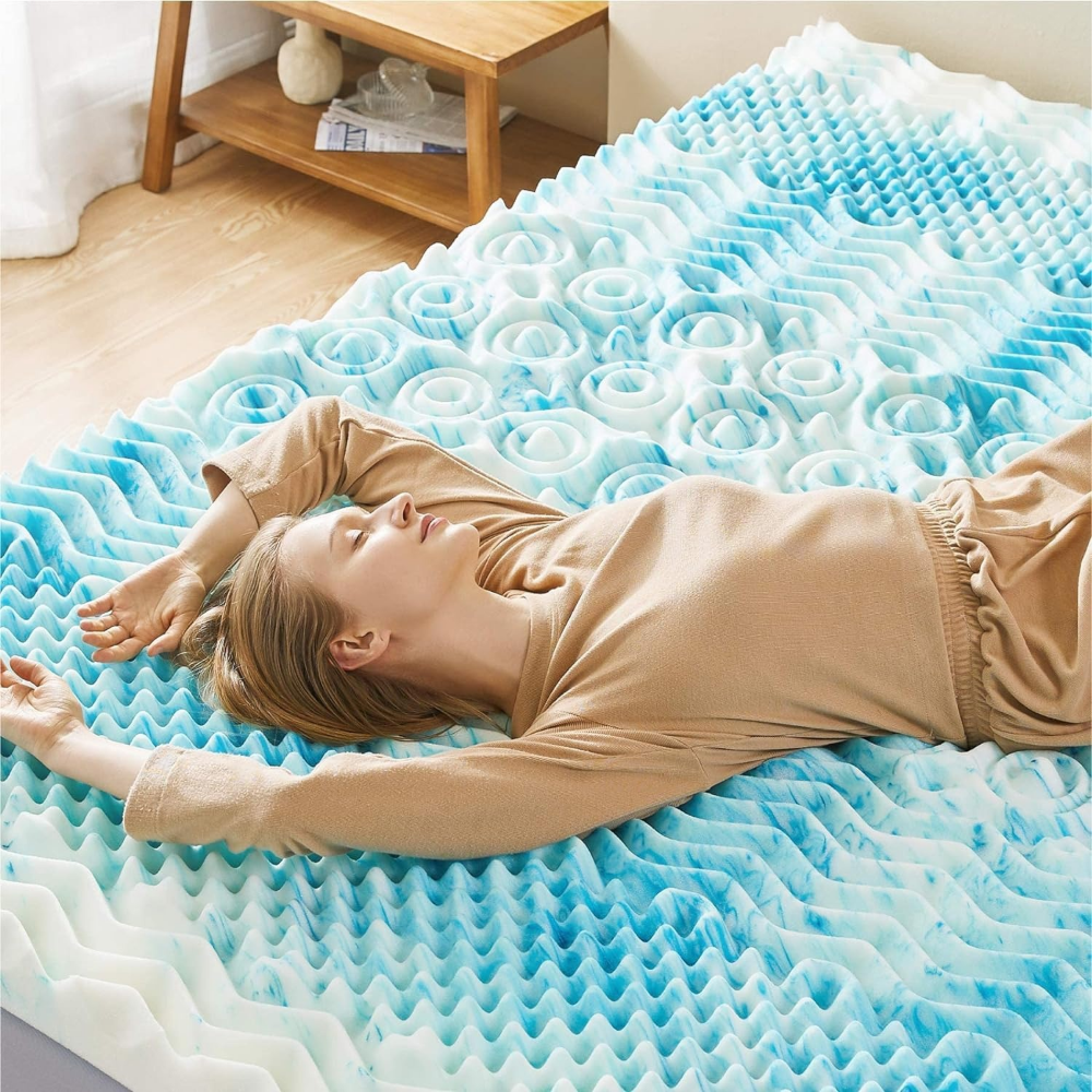 Luxurious Cooling Egg-Crate Foam Mattress Topper for All-Night Comfort