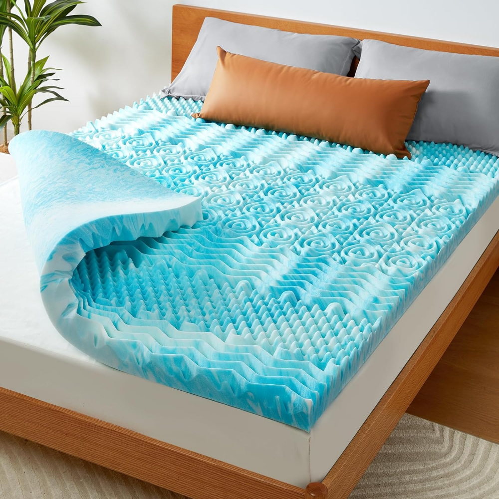 Luxurious Cooling Egg-Crate Foam Mattress Topper for All-Night Comfort