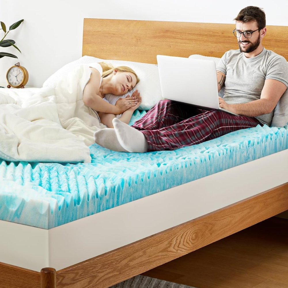 Luxurious Cooling Egg-Crate Foam Mattress Topper for All-Night Comfort