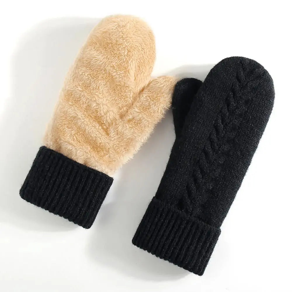 Double-Layer Fleece-Lined Winter Mittens for Maximum Warmth