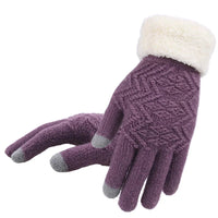 Cozy Plush-Lined Knit Gloves with Touchscreen Compatibility