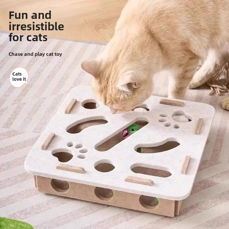 Cozy Felt Interactive Cat Puzzle Box — Engaging Toy for Curious Cats