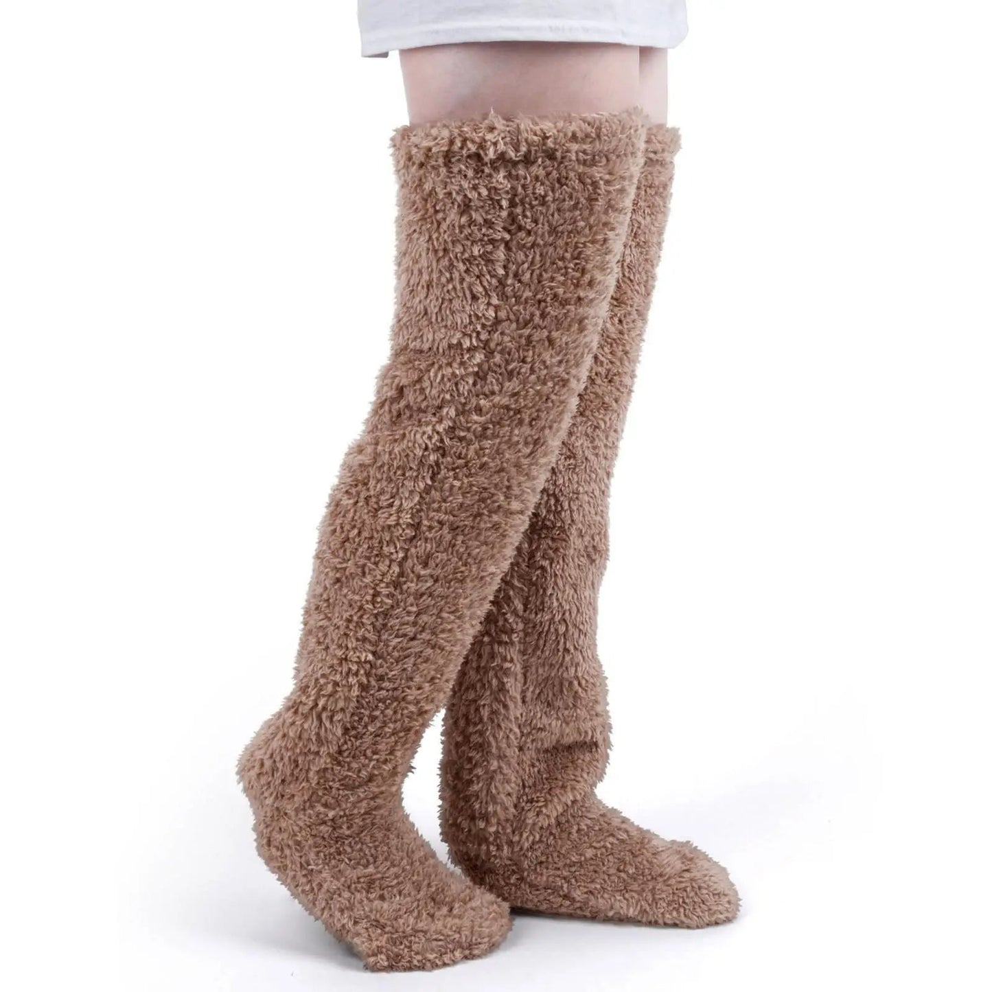 Plush Fuzzy Thigh-High Socks - Ultra-Warm and Cozy