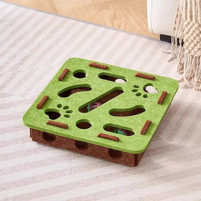 Cozy Felt Interactive Cat Puzzle Box — Engaging Toy for Curious Cats