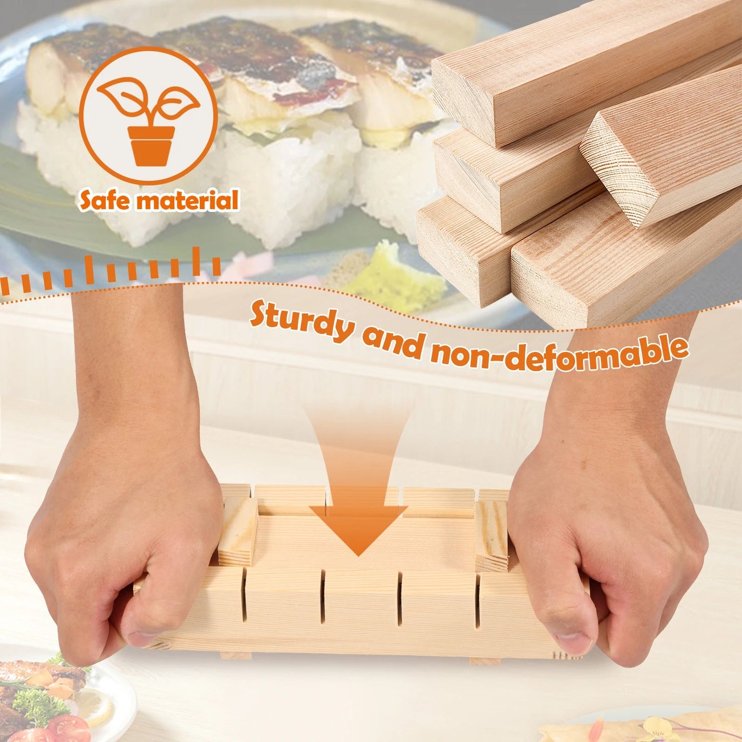 Handcrafted Wooden Sushi Press Mold - Premium Sushi Maker for Homemade Rolls