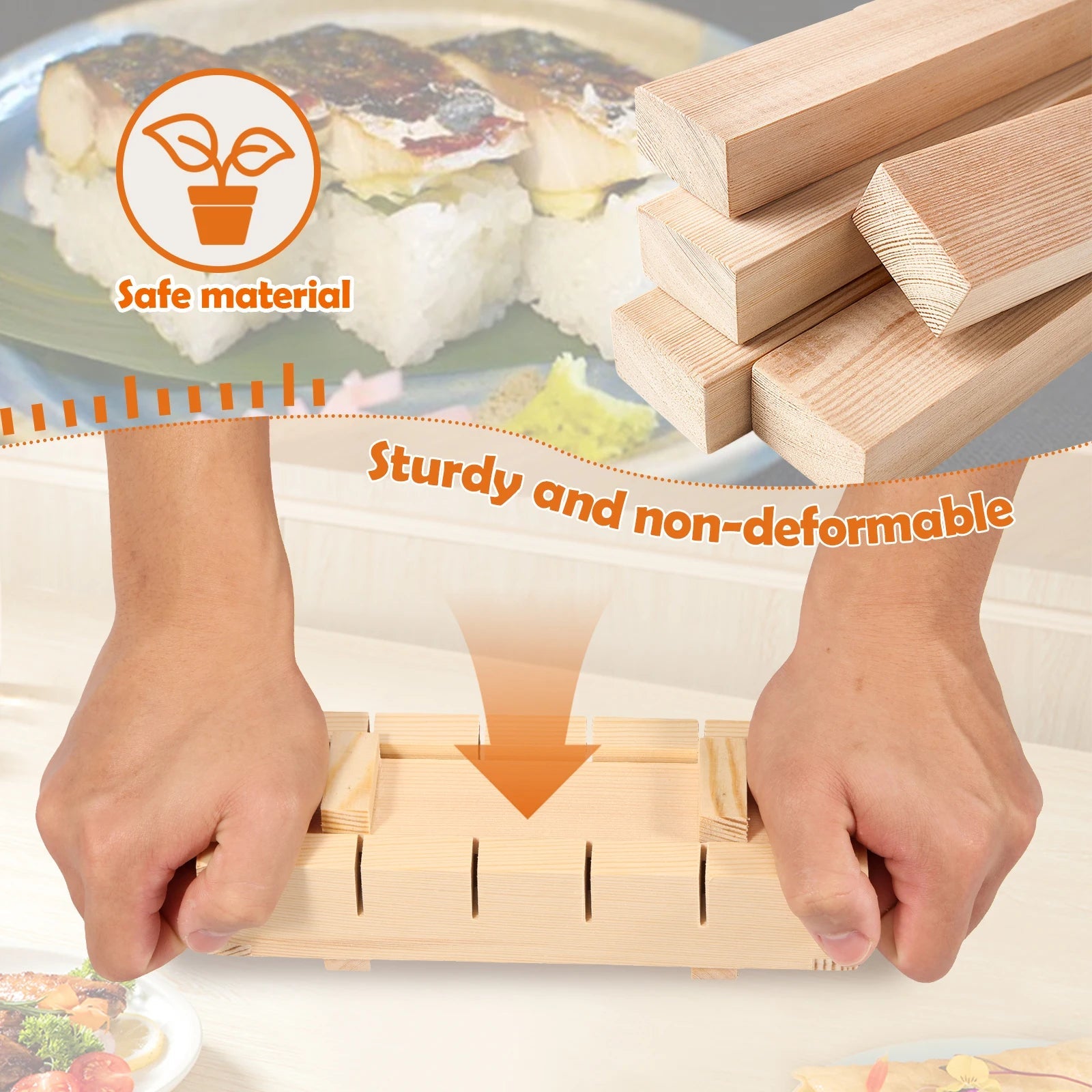 Handcrafted Wooden Sushi Press Mold - Premium Sushi Maker for Homemade Rolls