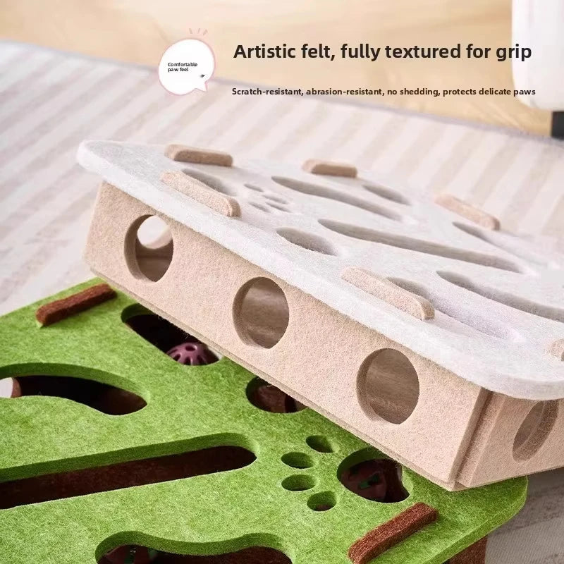 Cozy Felt Interactive Cat Puzzle Box — Engaging Toy for Curious Cats