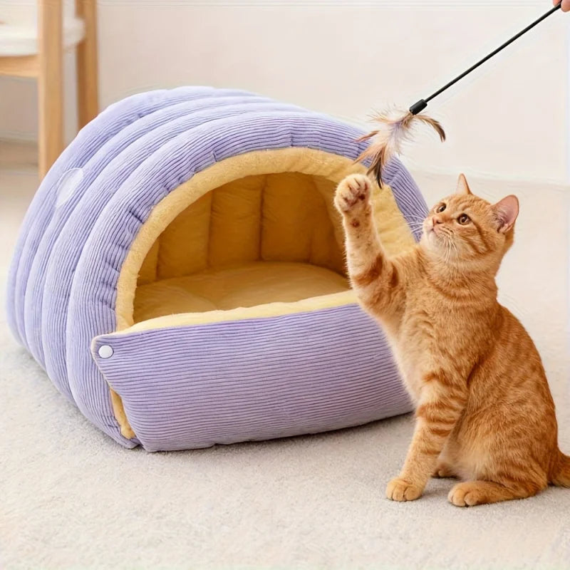 Cozy Arctic-Fleece Cat Cave Bed – Warm, Enclosed Shelter for Ultimate Comfort