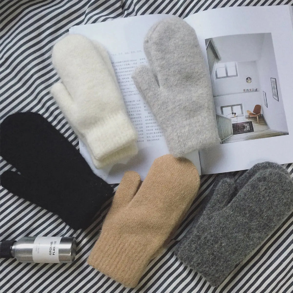 Cashmere Knit Mittens Winter for Women