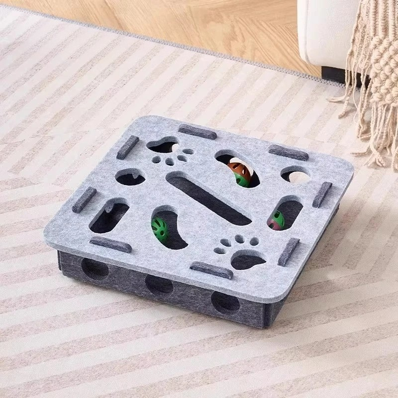 Cozy Felt Interactive Cat Puzzle Box — Engaging Toy for Curious Cats