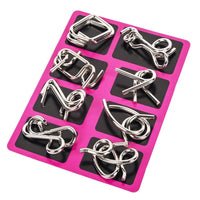 8 Piece Metal Puzzle Ring Set Brain Teaser Toys
